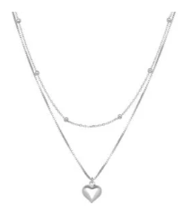 Collar doble corazón esferas