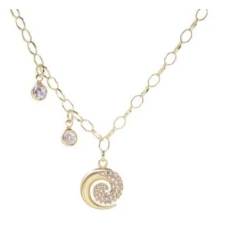 Collar Enchapado en Oro Modelo Caracola con Circones y Colgantes de Circón