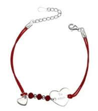 Pulsera hilo rojo corazón te amo cristales